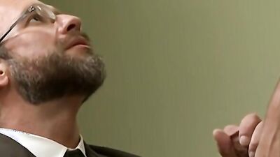 Gay boss blows his employee and gives him some ass