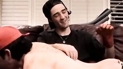 Skater gay dude is spanked while sucking boyfriend's hard cock