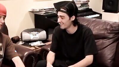 Skater gay dude is spanked while sucking boyfriend's hard cock