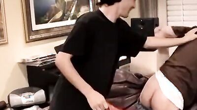 Skater gay dude is spanked while sucking boyfriend's hard cock