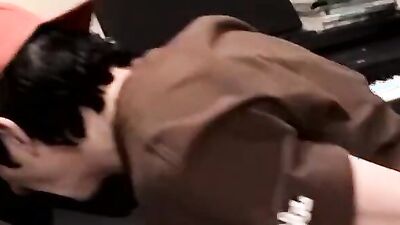 Skater gay dude is spanked while sucking boyfriend's hard cock