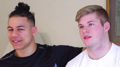 Blonde guy gets naked and bends down to receive some cock