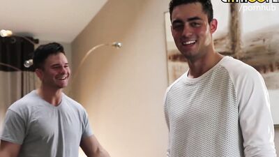 Two handsome guys are having sex at gay casting interview