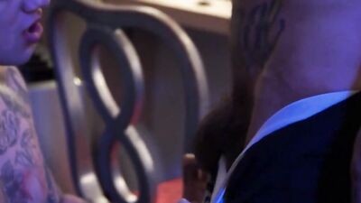 Inked man pushes his schlong in blonde guy's ass and drills him deeply