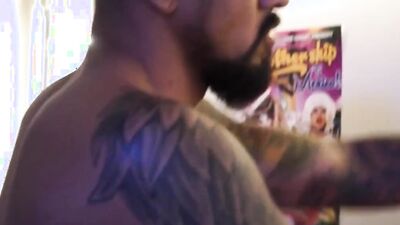 Inked man pushes his schlong in blonde guy's ass and drills him deeply