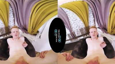 Vr video of a skinny twink jumping on his boyfriend's phallus