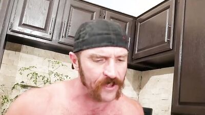 Mustache fellow is nailing his black boyfriend's ass in the kitchen