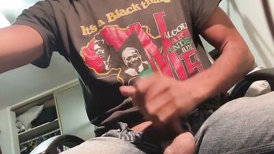 Rock Mercury is jerking his BBC in front of the camera