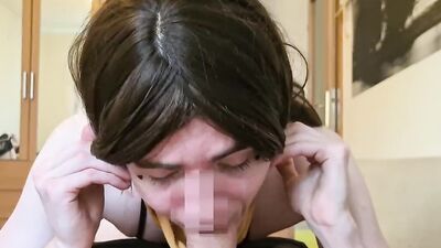 Little Femboy Slut blows big cock and gets ass torn apart