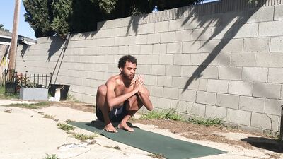 Shirtless Doing Yoga Outside in Public
