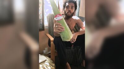 Using Aloe Vera to Jerk My Cock until I Burst & rub soothing gel on body