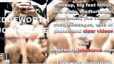 EDGEWORTH JOHNSTONE tv oiled dildo footjob CENSORED femboy crossdresser foot job with big feet in DI