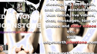 EDGEWORTH JOHNSTONE tv oiled dildo footjob CENSORED femboy crossdresser foot job with big feet in DI