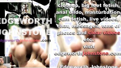 EDGEWORTH JOHNSTONE tv oiled dildo footjob CENSORED femboy crossdresser foot job with big feet in DI