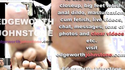 EDGEWORTH JOHNSTONE tv oiled dildo footjob CENSORED femboy crossdresser foot job with big feet in DI