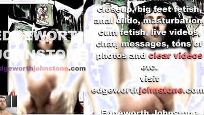 EDGEWORTH JOHNSTONE tv oiled dildo footjob CENSORED femboy crossdresser foot job with big feet in DI