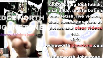 EDGEWORTH JOHNSTONE tv oiled dildo footjob CENSORED femboy crossdresser foot job with big feet in DI