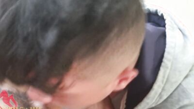 Cock hungry teen gives mate a bj in this close-up video