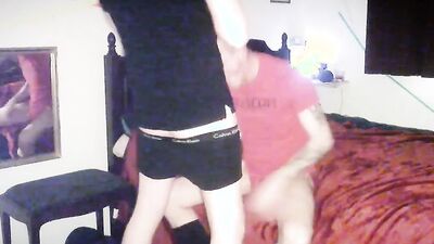 Mason Shock gives his roommate a bj and gets doggystyled