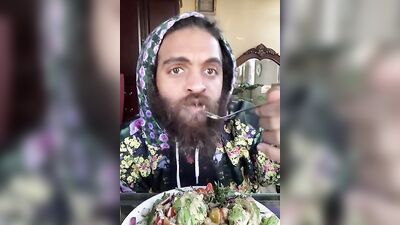 Hot dude eats spicy food and does an interesting review