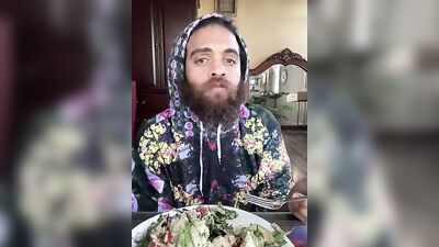 Hot dude eats spicy food and does an interesting review