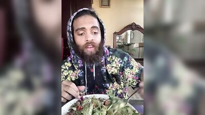 Hot dude eats spicy food and does an interesting review