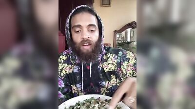 Hot dude eats spicy food and does an interesting review