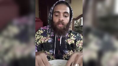 Hot dude eats spicy food and does an interesting review