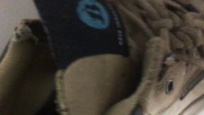 Kinky guy plays with his cock and shows those feet and toes