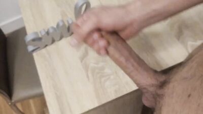 Hung guy strokes his big cock and shoots a messy load