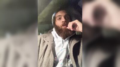 Bearded guy Rock Mercury is talking with his fans on webcam show
