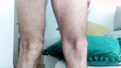 Horny guy pulls his big pecker out and plays with it a little bit