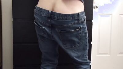 Naughty man is pushing his boner in that flashlight toy