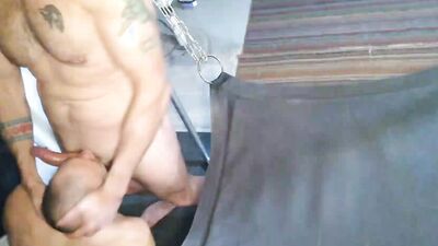 Two horny gay chums are blowing and fucking to the balls