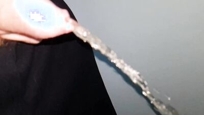 Hairy guy plays with his cock, jizzes, pisses and films it all