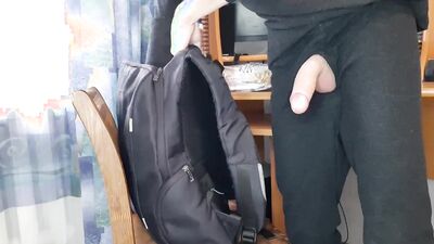 Perverted guy jerks off and jizzes all over his sandwich