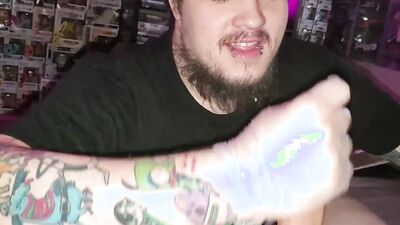 Bearded alt dude deepthroats a big cock and licks ass