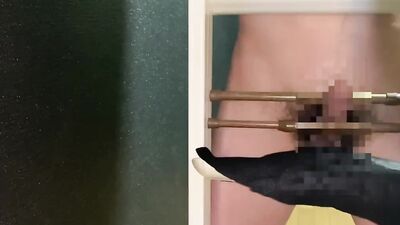 Kinky guy tortures hic cock in this censored homemade video