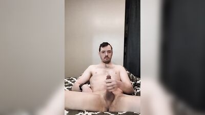 Horny lad is naked in front of the webcam while jerking off