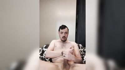 Horny lad is naked in front of the webcam while jerking off