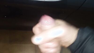 Horny Guy Fucks the Door of a Mercedes Benz and the Cum Slowly Slides down the Big Fat Cock