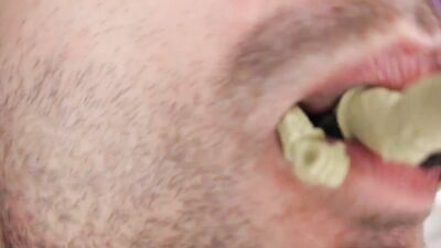 Perverted guy is playing with his cock and rubbing his asshole