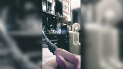 Horny lad films himself with a cellphone while jerking off