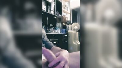 Horny lad films himself with a cellphone while jerking off