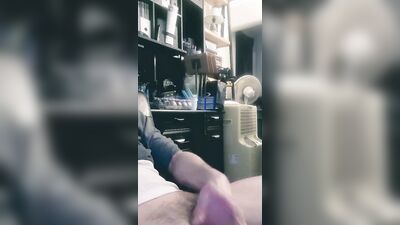 Horny lad films himself with a cellphone while jerking off