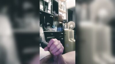 Horny lad films himself with a cellphone while jerking off