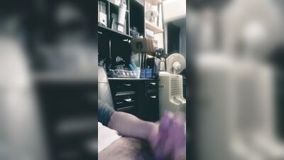 Horny lad films himself with a cellphone while jerking off