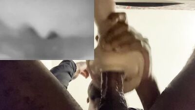 Hairy guy is pushing his hard dick in a special sex toy