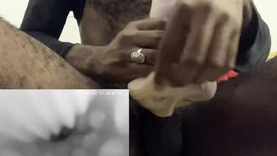 Hairy guy is pushing his hard dick in a special sex toy