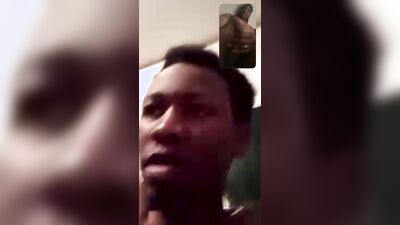 Horny black twink is filming himself while playing with hard cock